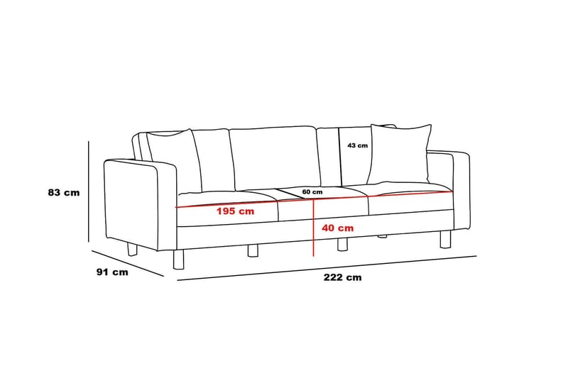 Retzow Sofa 3-personers - Antracit - Møbler - Sofaer - 3 personers sofa