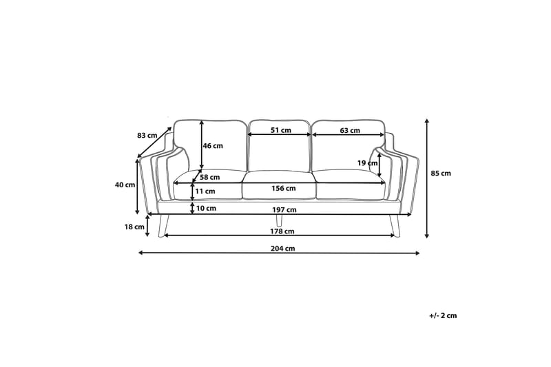 Sofa Sofa 3-pers - Sort - Møbler - Sofaer - 3 personers sofa