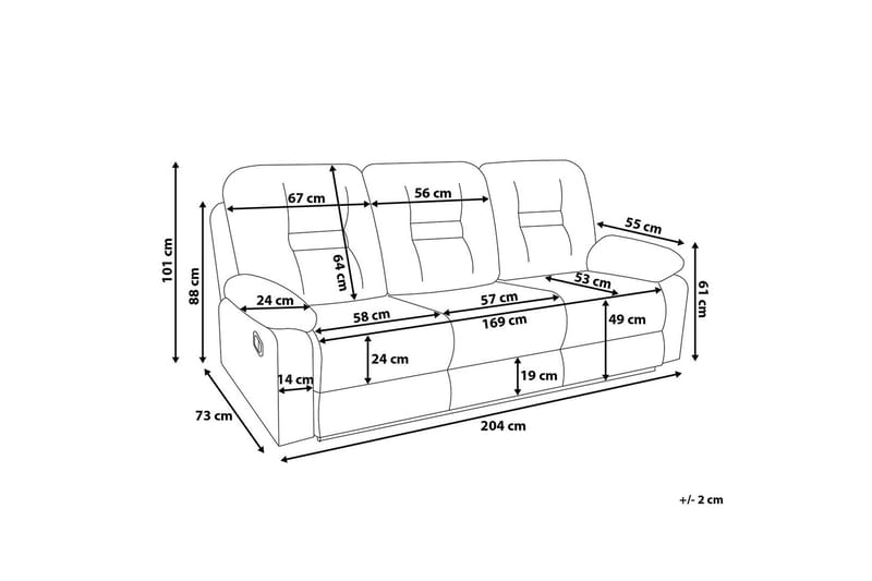 Sofasofa 3 sæder - Grå - Møbler - Sofaer - 3 personers sofa