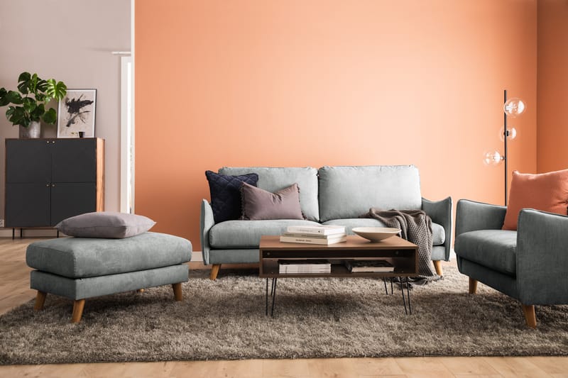 Trend Lyx 3-Pers. Sofa - Grå/Eg - Møbler - Sofaer - 3 personers sofa