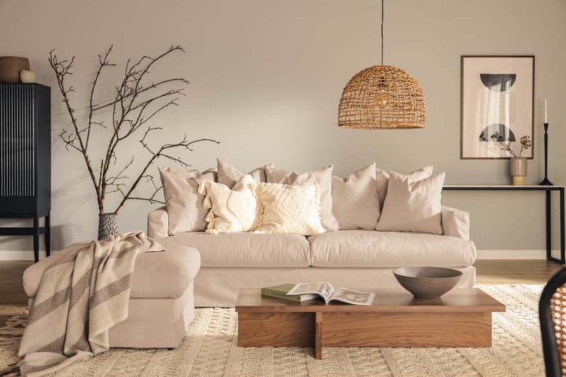 Menard Dyb 4-personers Sofa Vaskbart & aftageligt betræk - Beige - Møbler - Sofaer - 4 personers sofa