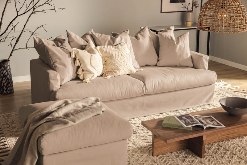 Menard Dyb 4-personers Sofa Vaskbart & aftageligt betræk - Beige - Møbler - Sofaer - 4 personers sofa