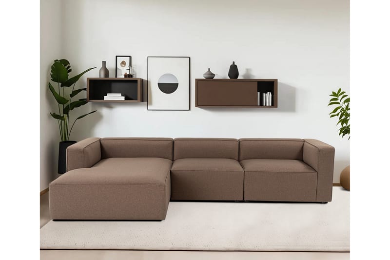 Abbas 4-personers Sofa med Chaiselong - Brun - Møbler - Sofaer - Sofa med chaiselong