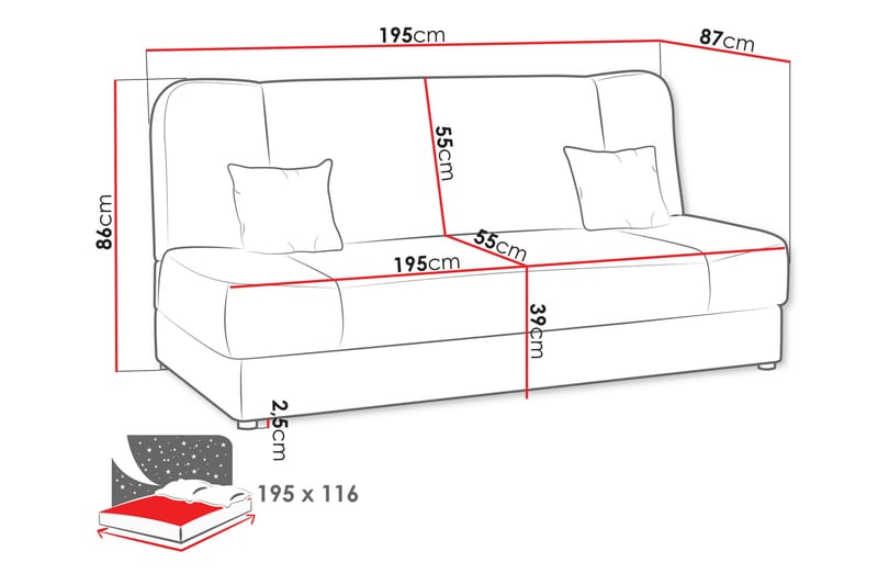 Abron Sofa 3-personers - Lys grå - Møbler - Sofaer - 3 personers sofa