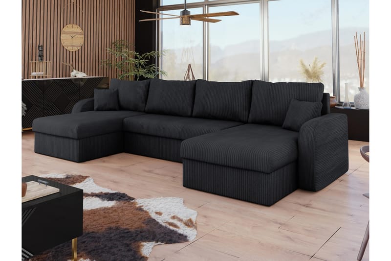 Alvared Sofa Dobbeltdivan 4-personers - Sort - Møbler - Sofaer - U Sofa