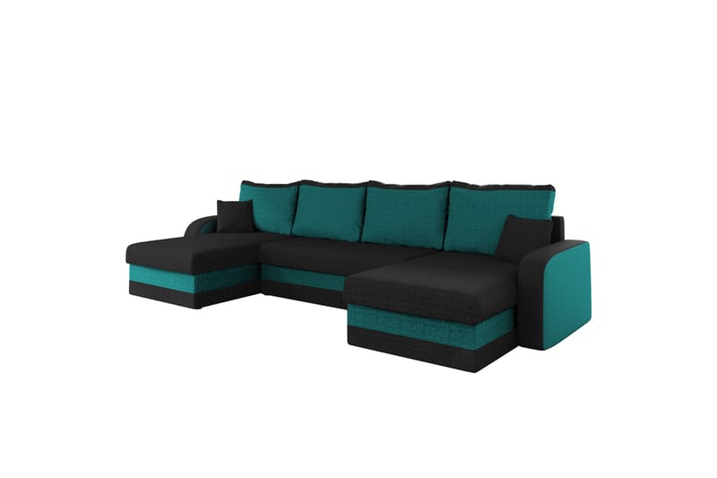 Alvared Sofa Dobbeltdivan 4-personers - Sort/Grøn - Møbler - Sofaer - U Sofa