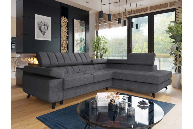 Amshyttan Sofa med Chaiselong 3-personers - Mørk grå - Møbler - Sofaer - Sofa med chaiselong