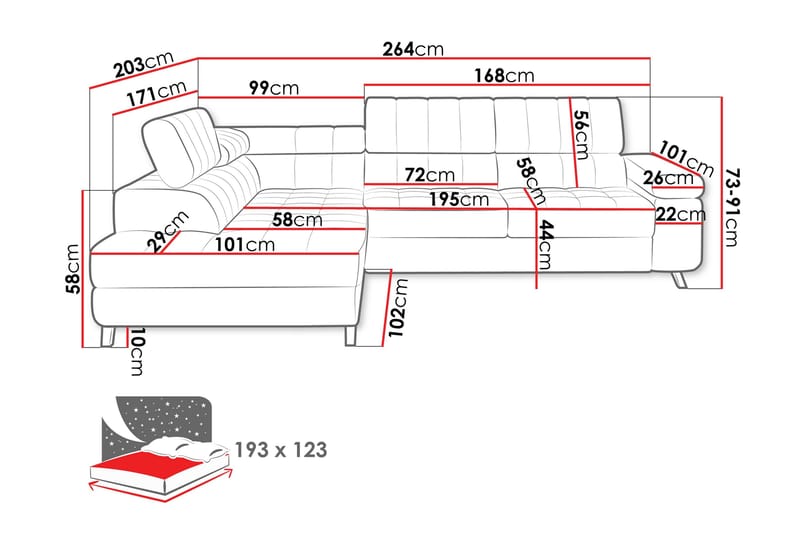 Amshyttan Sofa med Chaiselong 3-personers - Lys grå - Møbler - Sofaer - Sofa med chaiselong