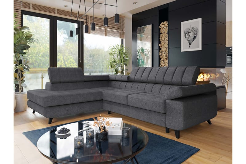 Amshyttan Sofa med Chaiselong 3-personers - Mørk grå - Møbler - Sofaer - Sofa med chaiselong