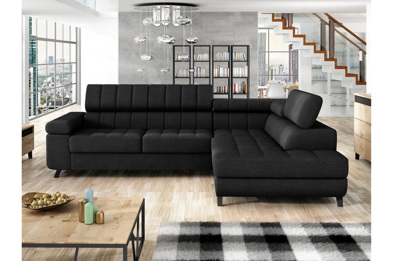 Amshyttan Sofa med Chaiselong 3-personers - Sort - Møbler - Sofaer - Sofa med chaiselong