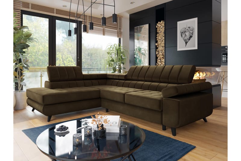 Amshyttan Sofa med Chaiselong 3-personers - Brun - Møbler - Sofaer - Sofa med chaiselong