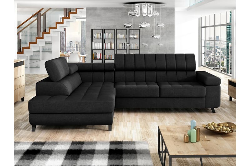 Amshyttan Sofa med Chaiselong 3-personers - Sort - Møbler - Sofaer - Sofa med chaiselong