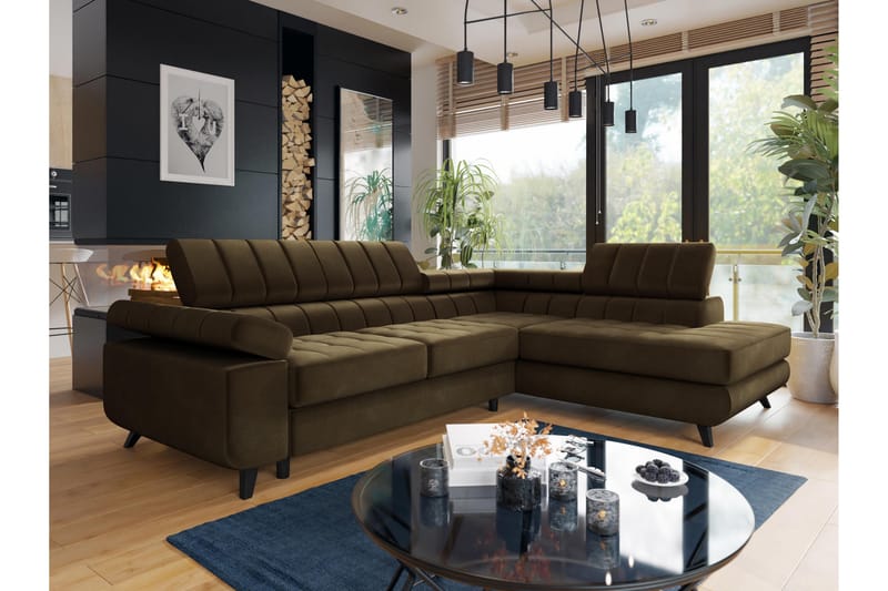 Amshyttan Sofa med Chaiselong 3-personers - Brun - Møbler - Sofaer - Sofa med chaiselong