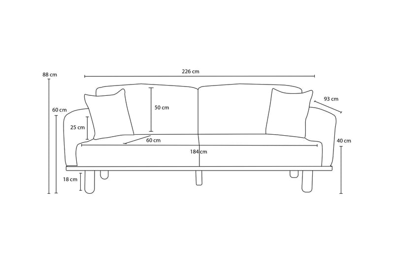 Arman 3-personers Sofa - Creme - Møbler - Sofaer - 3 personers sofa