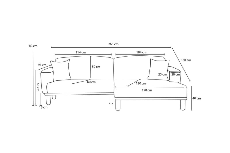 Arman 4-personers Sofa med Chaiselong - Antracit - Møbler - Sofaer - Sofa med chaiselong