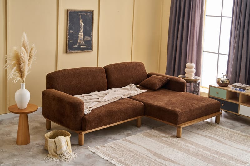 Arman 4-personers Sofa med Chaiselong - Brun - Møbler - Sofaer - Sofa med chaiselong