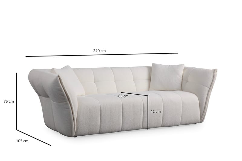 Azzo 3-personers Sofa - Hvid - Møbler - Sofaer - 3 personers sofa