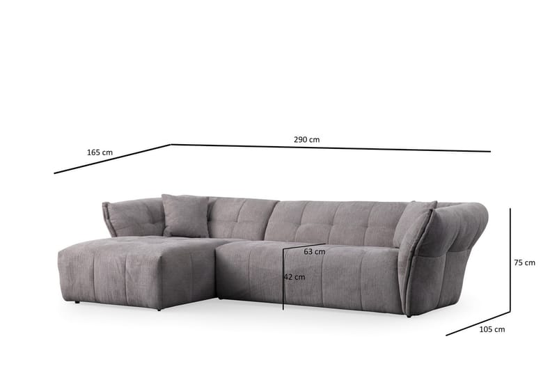 Azzo 4-personers Sofa med Chaiselong - Lysegrå - Møbler - Sofaer - Sofa med chaiselong