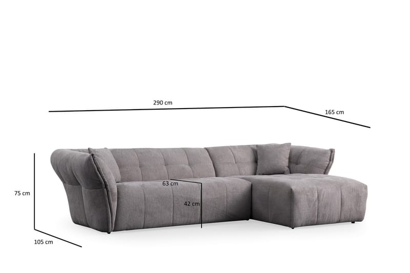 Azzo 4-personers Sofa med Chaiselong - Lysegrå - Møbler - Sofaer - Sofa med chaiselong