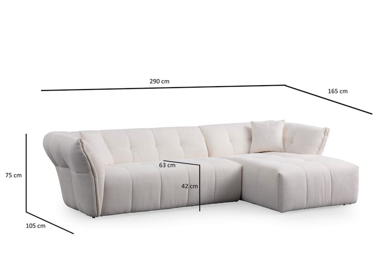 Azzo 4-personers Sofa med Chaiselong - Hvid - Møbler - Sofaer - Sofa med chaiselong