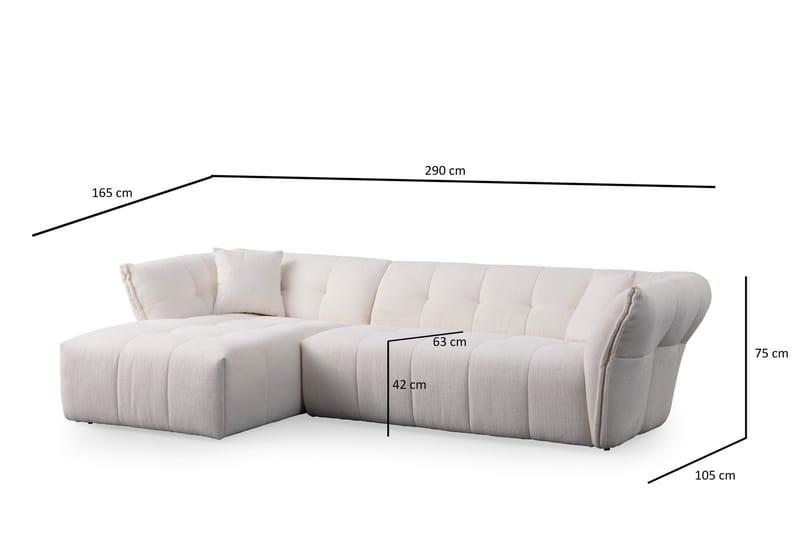 Azzo 4-personers Sofa med Chaiselong - Hvid - Møbler - Sofaer - Sofa med chaiselong