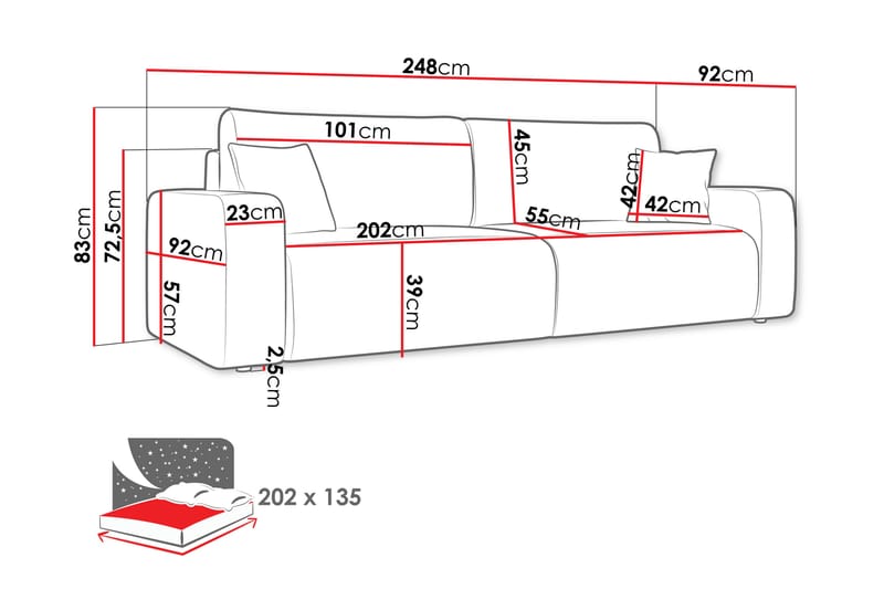 Barile Sofa 3-seter - Blå - Møbler - Sofaer - 3 personers sofa