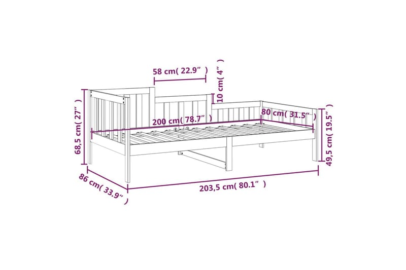 beBasic daybed 80x200 cm massivt fyrretræ gyldenbrun - Brun - Møbler - Sofaer - Daybed