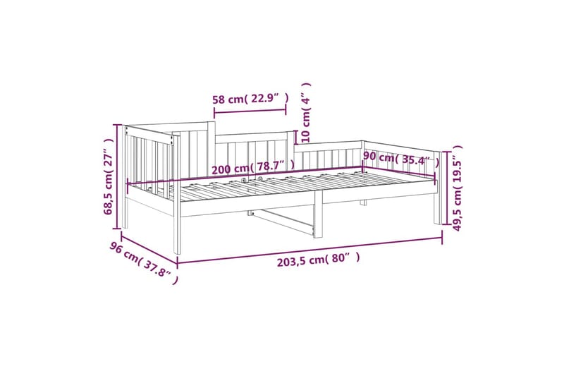 beBasic daybed 90x200 cm massivt fyrretræ - Brun - Møbler - Sofaer - Daybed