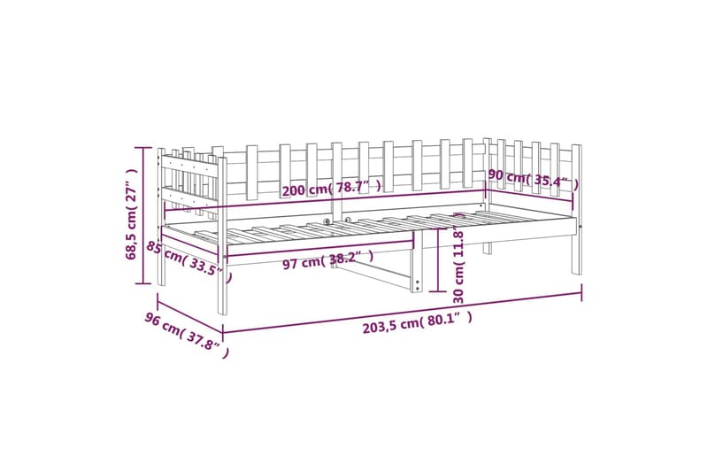 beBasic daybed 90x200 cm massivt fyrretræ - Brun - Møbler - Sofaer - Daybed