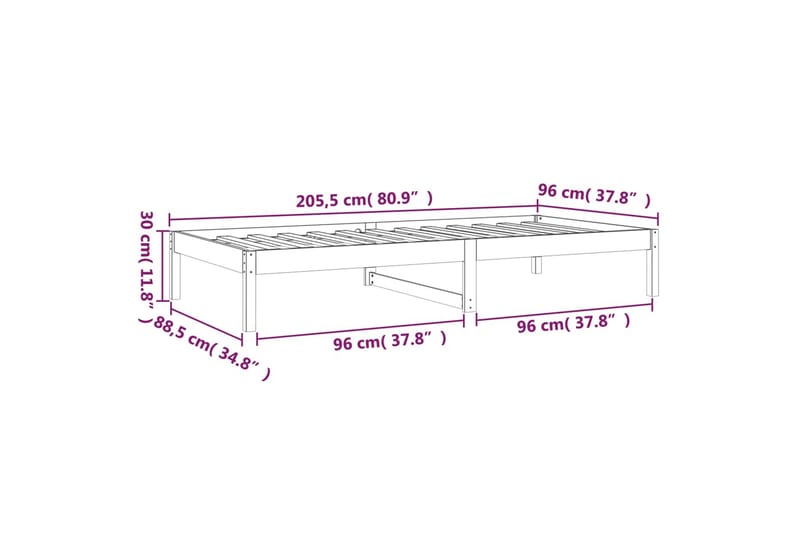 beBasic daybed 90x200 cm massivt fyrretræ grå - GrÃ¥ - Daybed