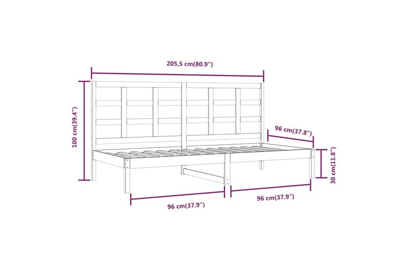 beBasic daybed 90x200 cm massivt fyrretræ hvid - Hvid - Møbler - Sofaer - Daybed