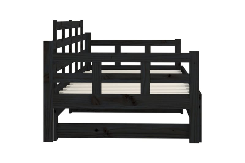 beBasic daybed med udtræk 2x(80x200) cm massivt fyrretræ sort - Sort - Møbler - Sofaer - Sovesofaer