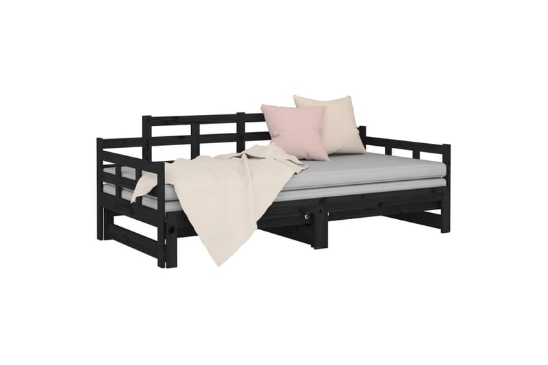 beBasic daybed med udtræk 2x(80x200) cm massivt fyrretræ sort - Sort - Møbler - Sofaer - Sovesofaer