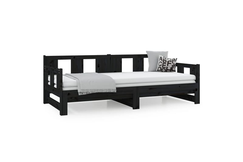 beBasic daybed med udtræk 2x(90x190) cm massivt fyrretræ sort - Sort - Møbler - Sofaer - Sovesofaer