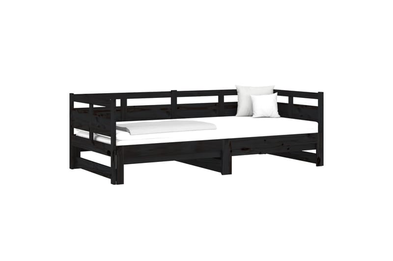 beBasic daybed med udtræk 2x(90x190) cm massivt fyrretræ sort - Sort - Møbler - Sofaer - Sovesofaer