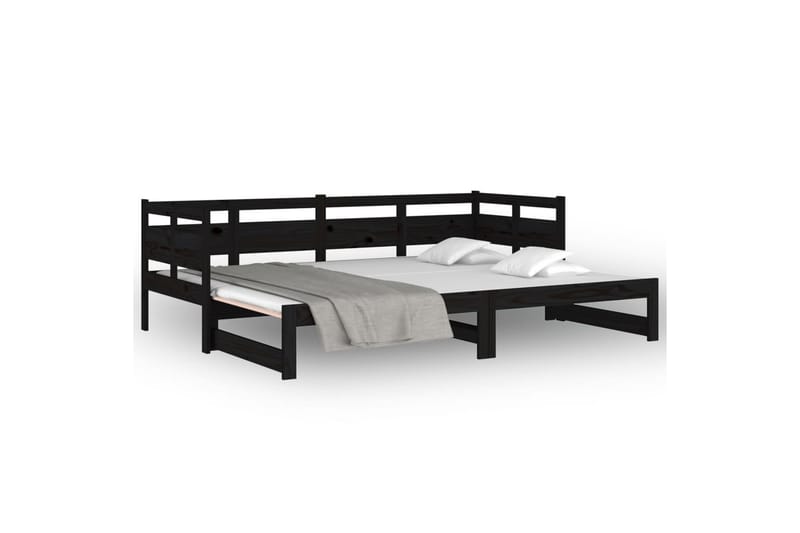 beBasic daybed med udtræk 2x(90x190) cm massivt fyrretræ sort - Sort - Møbler - Sofaer - Sovesofaer