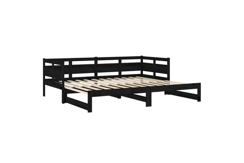 beBasic daybed med udtræk 2x(90x190) cm massivt fyrretræ sort - Sort - Møbler - Sofaer - Sovesofaer