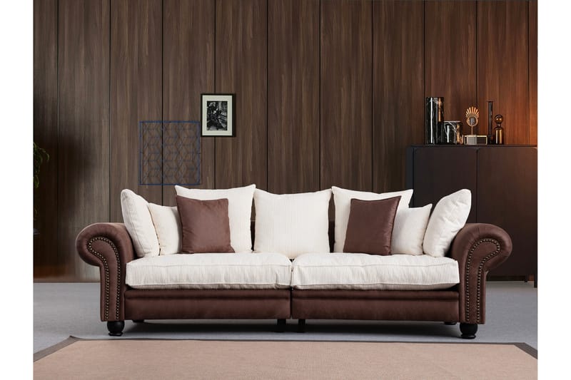 Belia 3-personers Sofa - Brun/Hvid - Møbler - Sofaer - 3 personers sofa