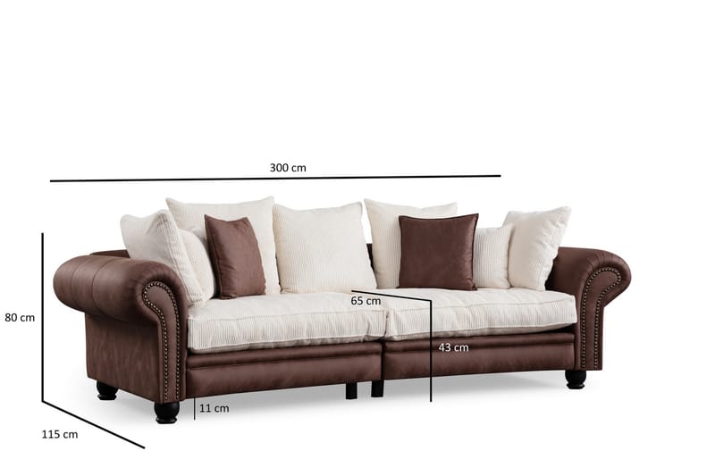 Belia 3-personers Sofa - Brun/Hvid - Møbler - Sofaer - 3 personers sofa