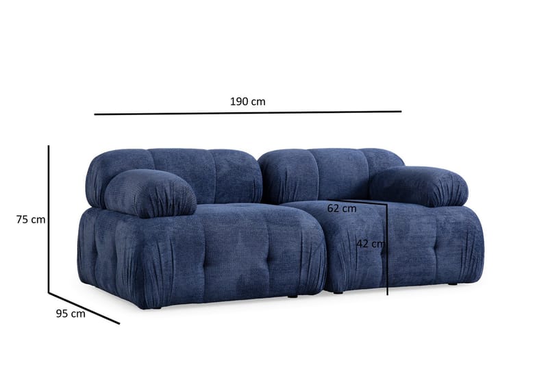 Bengul Sofa 2-personers - Blå - Møbler - Sofaer - 2 personers sofa