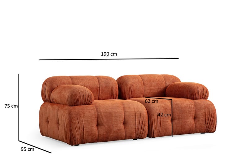 Bengul Sofa 2-personers - Orange - Møbler - Sofaer - 2 personers sofa