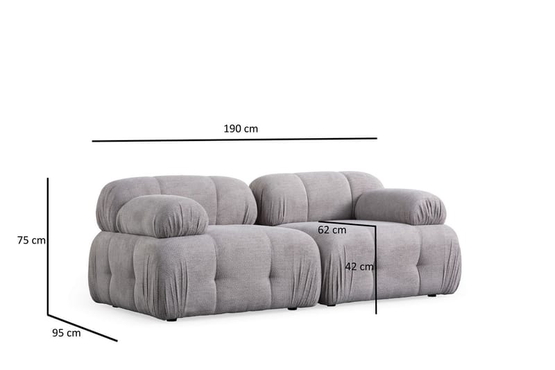 Bengul Sofa 2-personers - Lys grå - Møbler - Sofaer - 2 personers sofa