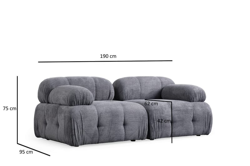 Bengul Sofa 2-personers - Grå - Møbler - Sofaer - 2 personers sofa