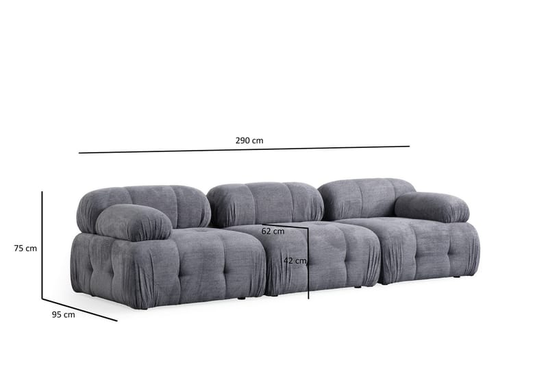 Bengul Sofa 3-personers - Grå - Møbler - Sofaer - 3 personers sofa