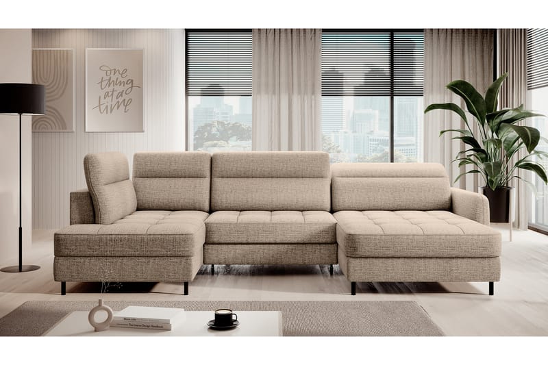 Berrto Sofa med Divan og Chaiselong 5-Pers. - Beige - Møbler - Sofaer - U Sofa