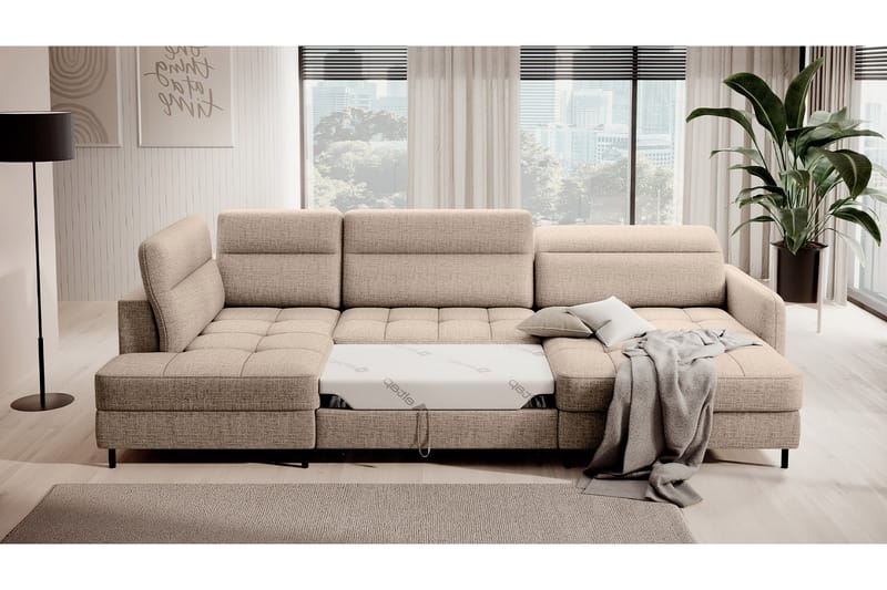 Berrto Sofa med Divan og Chaiselong 5-Pers. - Beige - Møbler - Sofaer - U Sofa