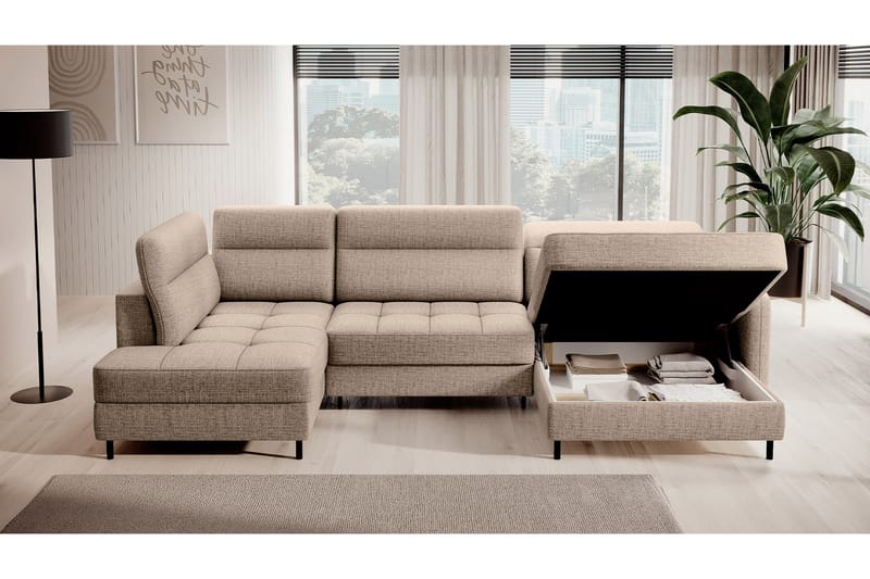 Berrto Sofa med Divan og Chaiselong 5-Pers. - Beige - Møbler - Sofaer - U Sofa