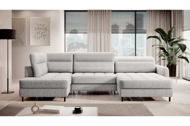 Berrto Sofa med Divan og Chaiselong 5-Pers. - Lysgrå - Møbler - Sofaer - U Sofa