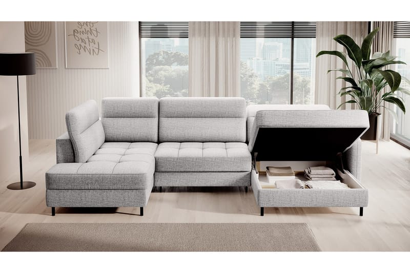 Berrto Sofa med Divan og Chaiselong 5-Pers. - Lysgrå - Møbler - Sofaer - U Sofa