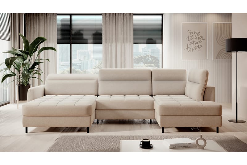 Berrto Sofa med Divan og Chaiselong 5-Pers. - Beige - Møbler - Sofaer - U Sofa